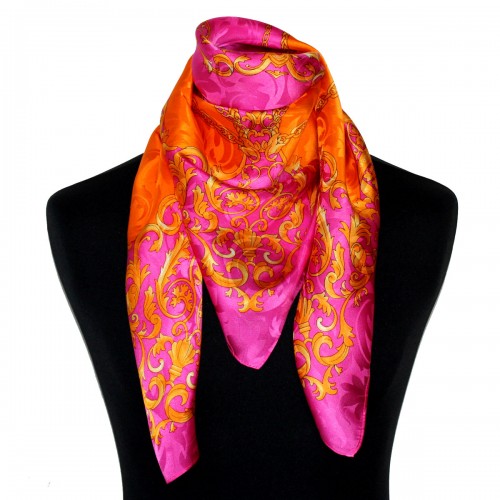 Lorenzo Cana Ladie's Shawl Orange Pink Silk Floral LORENZO CANA
