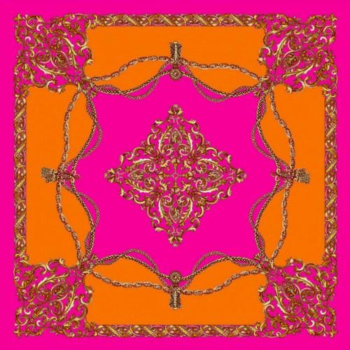 Lorenzo Cana Ladie's Shawl Orange Pink Silk Floral LORENZO CANA