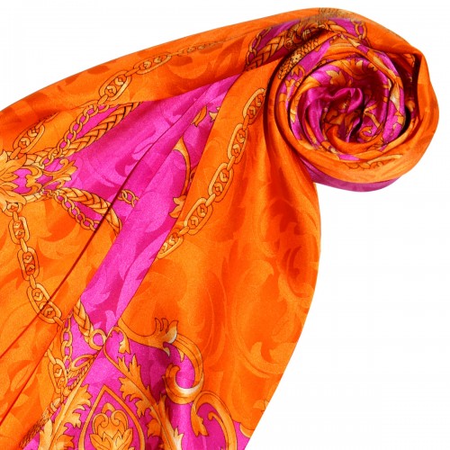 lorenzo cana Ladie's Shawl Orange Pink Silk Floral LORENZO CANA lorenzo cana Ladie's Shawl Orange Pink Silk Floral LORENZO CANA