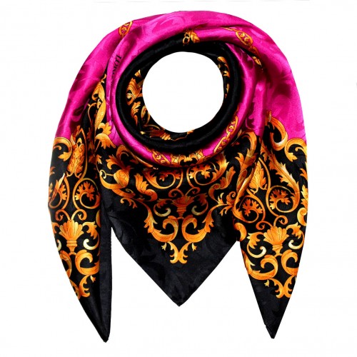Lorenzo Cana Ladie's Shawl Pink Black Gold Silk Floral LORENZO CANA