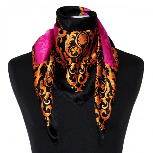 Lorenzo Cana Ladie's Shawl Pink Black Gold Silk Floral LORENZO CANA