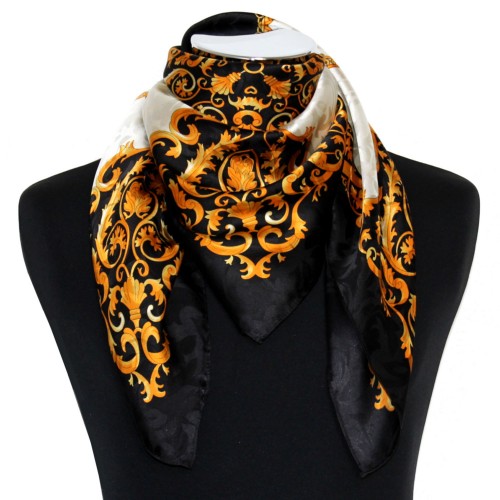 Lorenzo Cana Ladie's Shawl White Black Gold Silk Floral LORENZO CANA