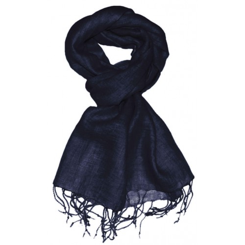 Lorenzo Cana Linen Mens Scarf Solid Colors Navy Blue LORENZO CANA
