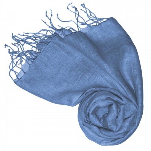 lorenzo cana Linen mens scarf Solid Colors Sky Blue LORENZO CANA