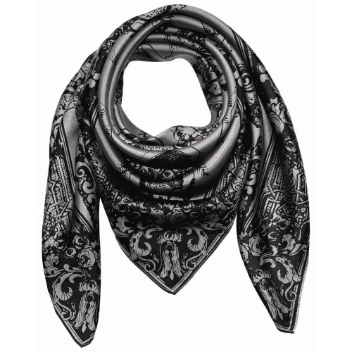 Lorenzo Cana Gray Silk Scarf Floral LORENZO CANA