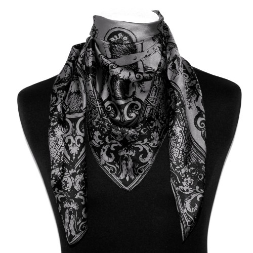 Lorenzo Cana Gray Silk Scarf Floral LORENZO CANA