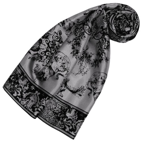 lorenzo cana Gray Silk Scarf Floral LORENZO CANA