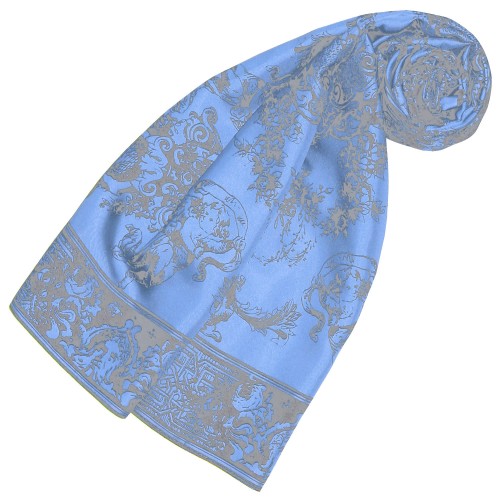 lorenzo cana Silk scarf Blue flowers LORENZO CANA