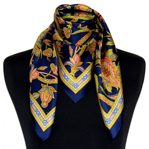 Lorenzo Cana Silk Scarf Blue Paisely LORENZO CANA