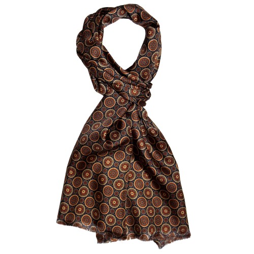 lorenzo cana Silk scarf brown dots LORENZO CANA