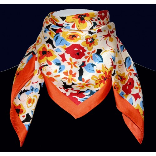 Lorenzo Cana Silk Scarf Orange Floral LORENZO CANA