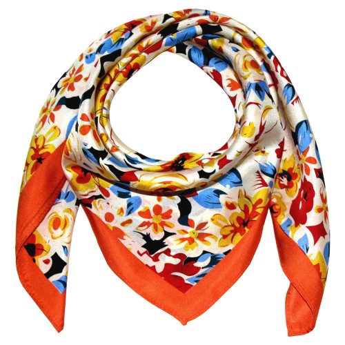 lorenzo cana Silk scarf orange Floral LORENZO CANA