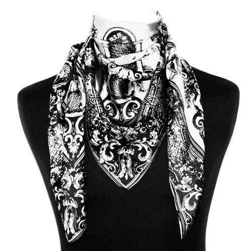 Lorenzo Cana Silk Scarf White Floral LORENZO CANA