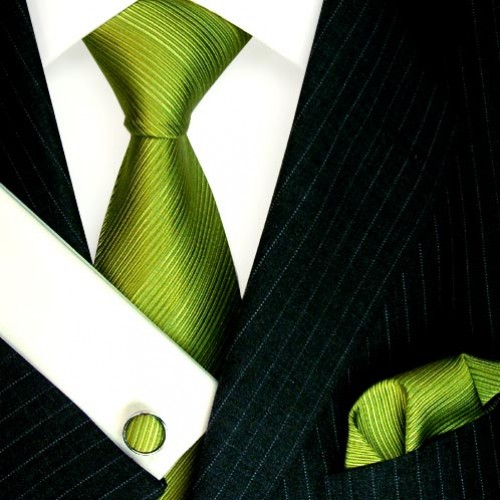 lorenzo cana Men's Neck Tie Set 100% Silk Striped Gold LORENZO CANA