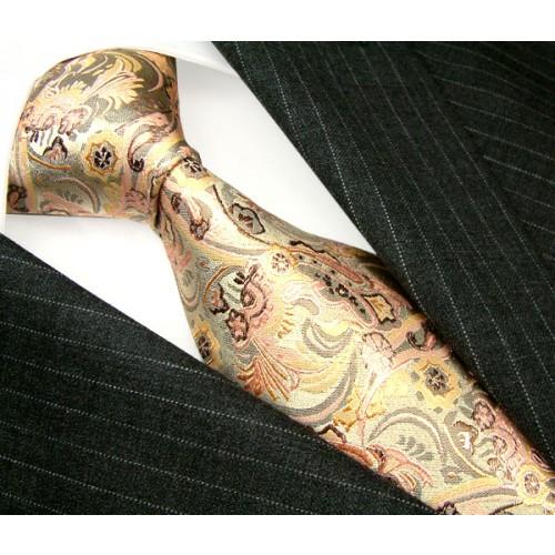 lorenzo cana Men's Necktie Pure Silk Floral Beige Red LORENZO CANA