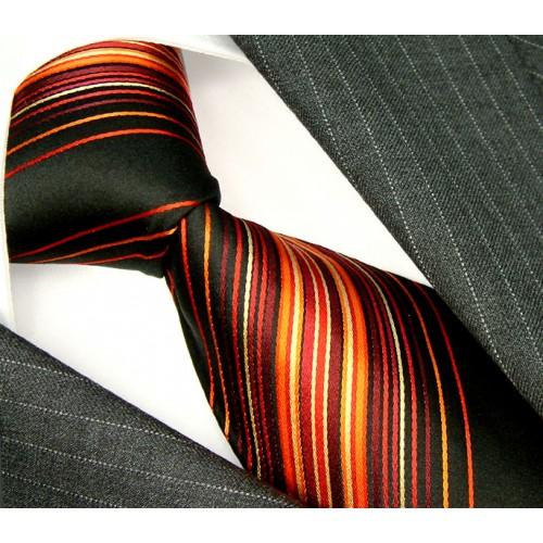 lorenzo cana Men's Necktie Pure Silk Striped Black LORENZO CANA