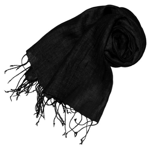 Lorenzo Cana Men's Scarf 100% Linen Unicolored Black LORENZO CANA