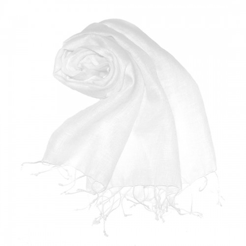 Lorenzo Cana Men's Scarf 100% Linen Unicolored Cream LORENZO CANA