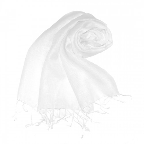 lorenzo cana Men's Scarf 100% Linen Unicolored Cream LORENZO CANA