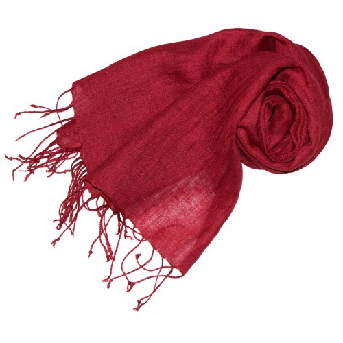 Lorenzo Cana Men's Scarf 100% Linen Unicolored Dark Red LORENZO CANA