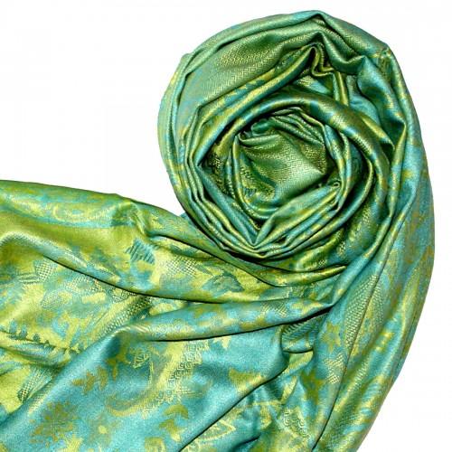 Lorenzo Cana Men's Scarf 100% Viscose Paisley Turquoise Lime Blue Yellow LORENZO CANA