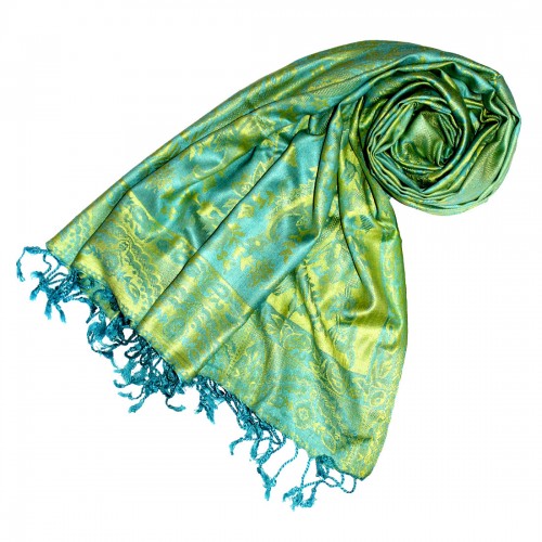 lorenzo cana Men's scarf 100% Viscose Paisley Turquoise Lime Blue Yellow LORENZO CANA
