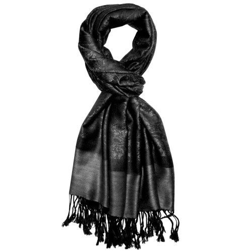 Lorenzo Cana Men's Scarf Modal Paisley Gray Dark Blue LORENZO CANA