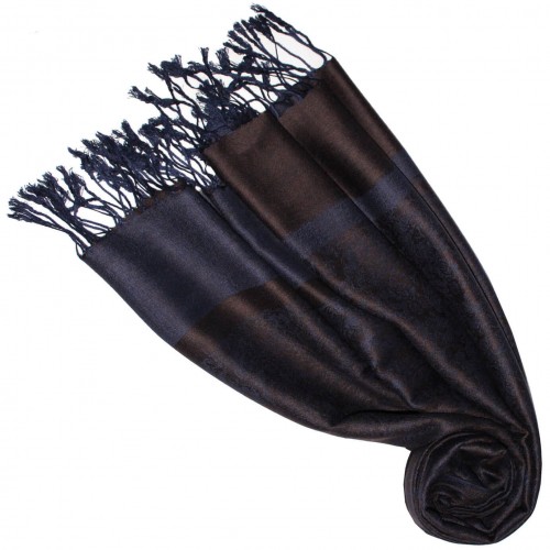 lorenzo cana Men's Scarf Modal Paisley Midnight Blue Brown LORENZO CANA