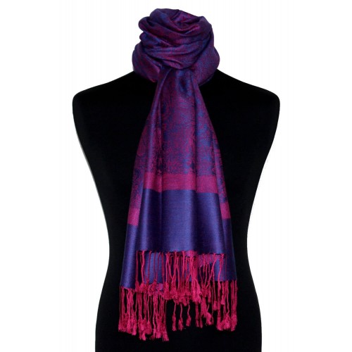 Lorenzo Cana Men's Scarf Modal Paisley Raspberry Red Blue LORENZO CANA