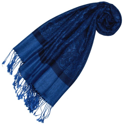 lorenzo cana Men's Scarf Modal Paisley Royal Blue Black LORENZO CANA