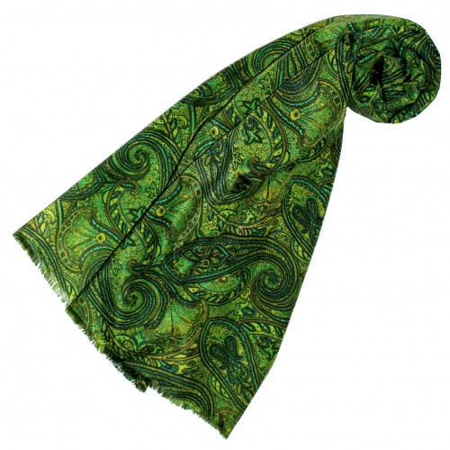 Lorenzo Cana Men's Scarf Paisley Green Yellow Shawl LORENZO CANA