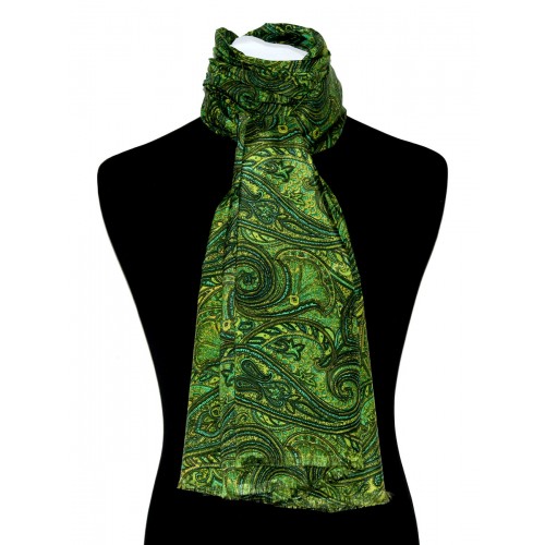 Lorenzo Cana Men's Scarf Paisley Green Yellow Shawl LORENZO CANA