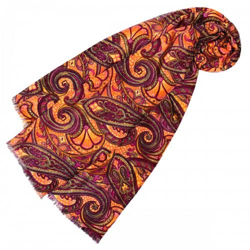 Lorenzo Cana Men's Scarf Paisley Purple Orange Shawl LORENZO CANA