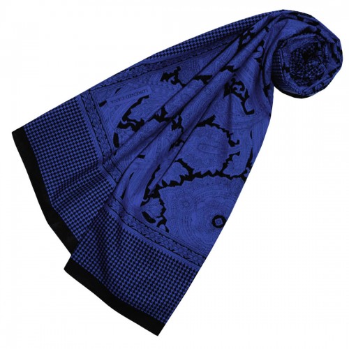 Lorenzo Cana Men's Scarf Silk Cotton Paisley Blue LORENZO CANA