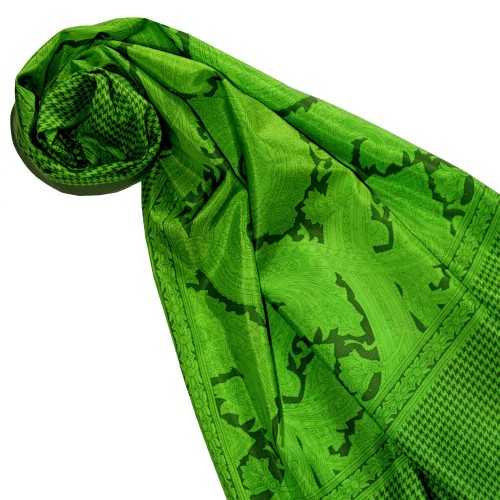 lorenzo cana Men's Scarf Silk Cotton Paisley Green LORENZO CANA