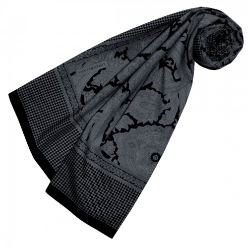 Lorenzo Cana Men's Scarf Silk Cotton Paisley Grey LORENZO CANA