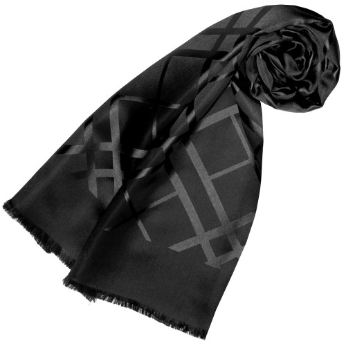 lorenzo cana Men's scarf silk noble in black LORENZO CANA