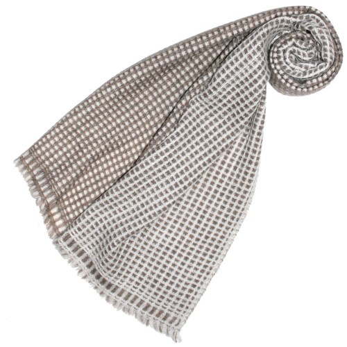 Lorenzo Cana Men's Shawl 100% Cashmere Checkered Brown LORENZO CANA