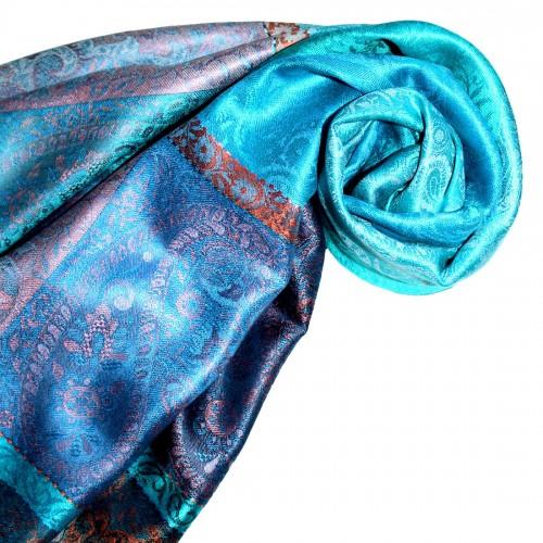 lorenzo cana Men's Shawl 100% Silk Paisley Blue Cyan LORENZO CANA