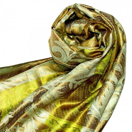 Lorenzo Cana Men's Shawl 100% Silk Paisley Green Bronze LORENZO CANA