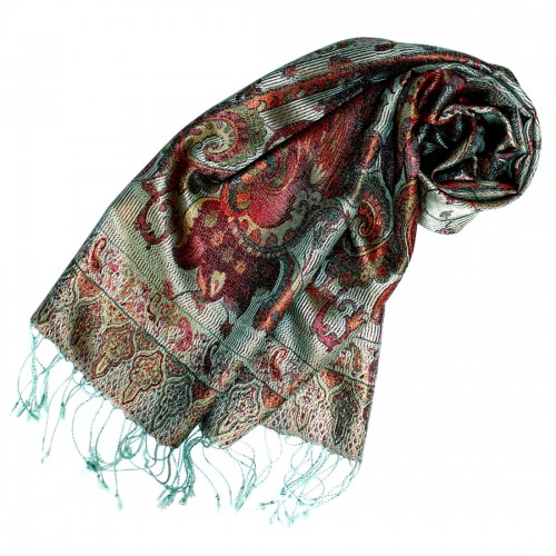 Lorenzo Cana Men's Shawl 100% Silk Paisley Mint Brown LORENZO CANA