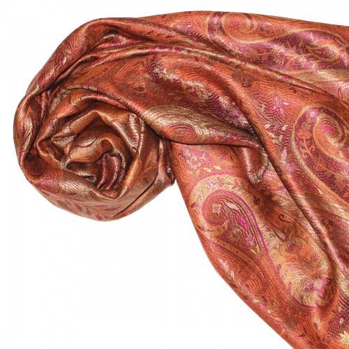 Lorenzo Cana Men's Shawl 100% Silk Paisley Orange Rust LORENZO CANA