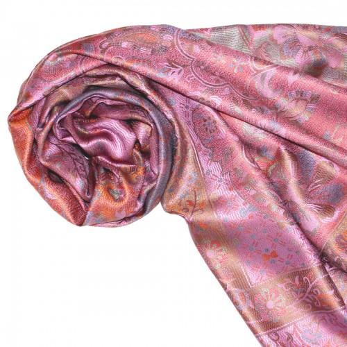 Lorenzo Cana Men's Shawl 100% Silk Paisley Pink Orange LORENZO CANA