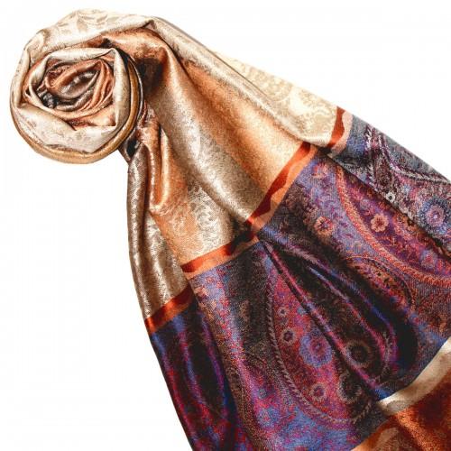 lorenzo cana Men's Shawl 100% Silk Paisley Purple Beige LORENZO CANA