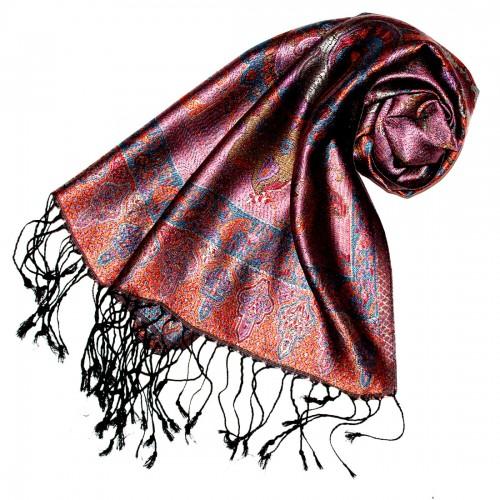 lorenzo cana Men's Shawl 100% Silk Paisley Purple Orange LORENZO CANA