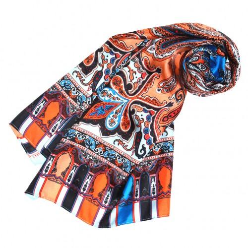 Lorenzo Cana Men's Shawl Silk Orange Blue Red Paisley LORENZO CANA