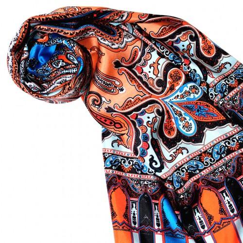 lorenzo cana Men's Shawl Silk Orange Blue Red Paisley LORENZO CANA