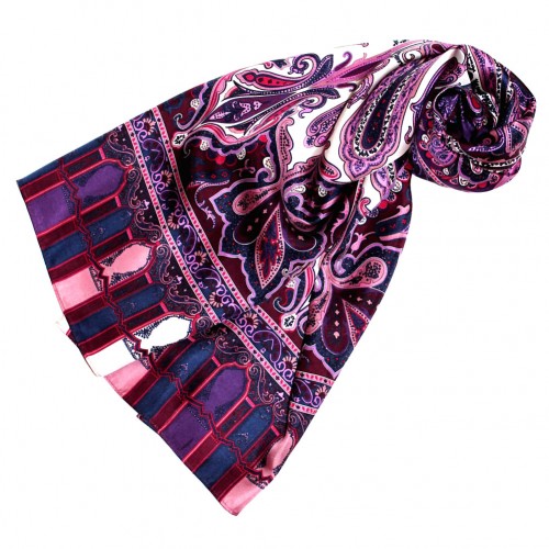 Lorenzo Cana Men's Shawl Silk Purple Pink White Paisley LORENZO CANA