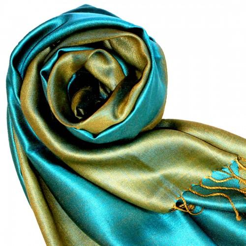 lorenzo cana Men's Shawl Silk Viscose Bicolored Cyan Green LORENZO CANA