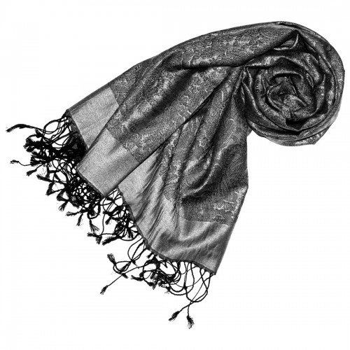 Lorenzo Cana Men's Shawl Silk Viscose Paisley Grey Silver LORENZO CANA